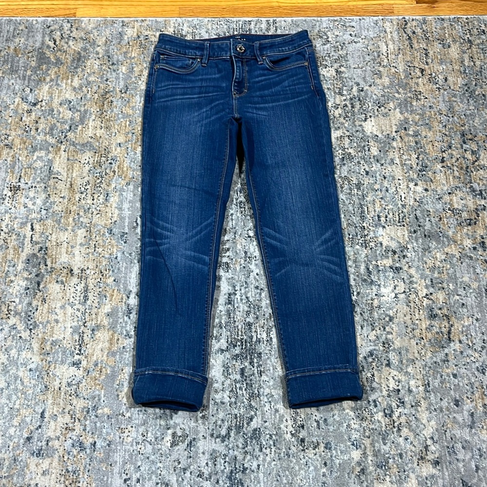 White House Black Market slim cropped jeans.  Size 0